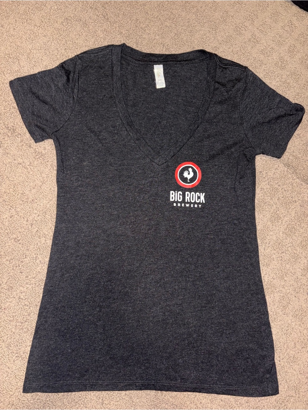 Women's Size M, Big Rock Brewing Branded Charcoal V-Neck T Beer Company Brewery